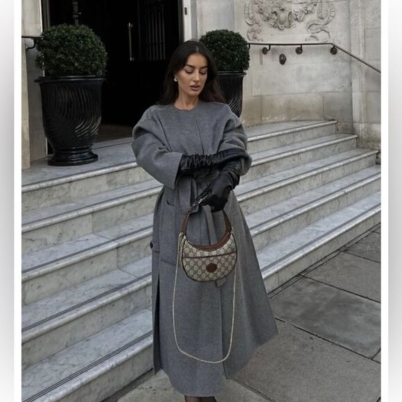 NWT ZARA Double-Faced Wool Blend Coat Grey SZ M-L - Picture 8 of 14